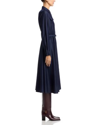 T Tahari Button Down Belted Denim Midi Dress
