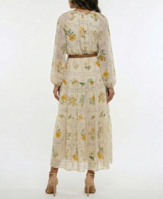 Macy's TaylorWomen's Belted A-Line Floral Printed Dress