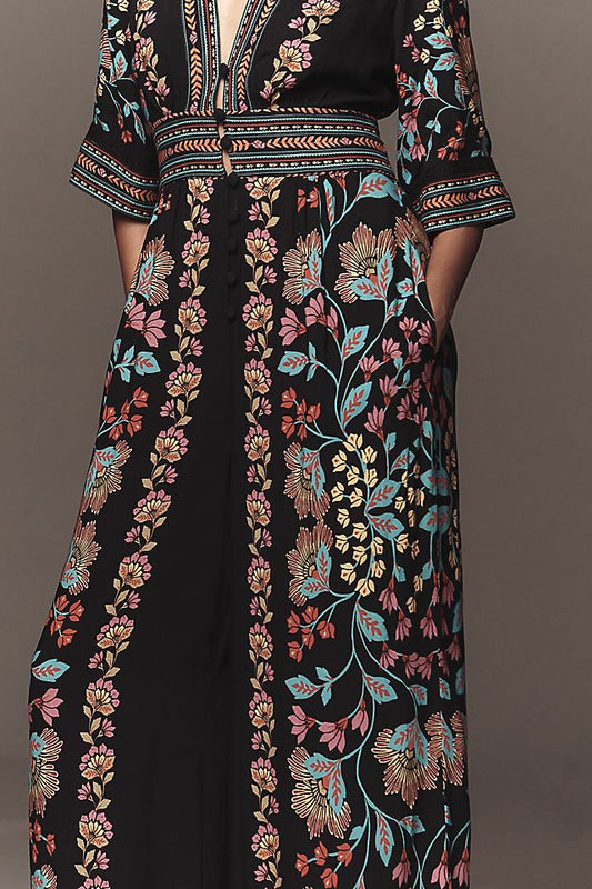 Anthropologie Farm Rio x Anthropologie Printed V-Neck Jumpsuit