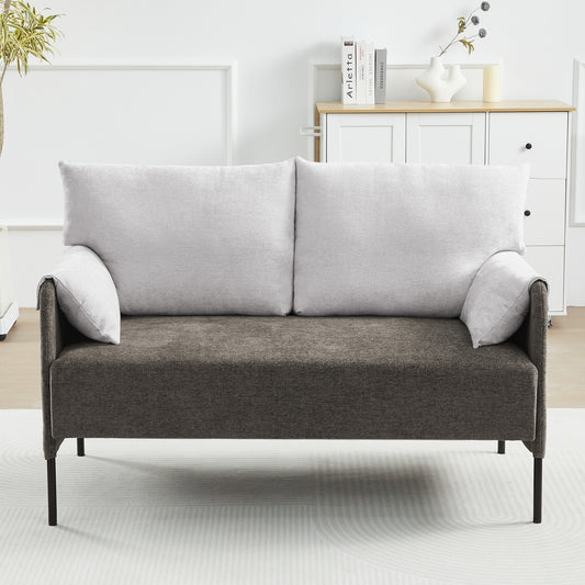 Walmart JUSTLET Modern Loveseat Chair, Chenille 2 Seater Accent Chair with Cushion and Metal Leg for Living Room Reading Room Office Apartment, Brown