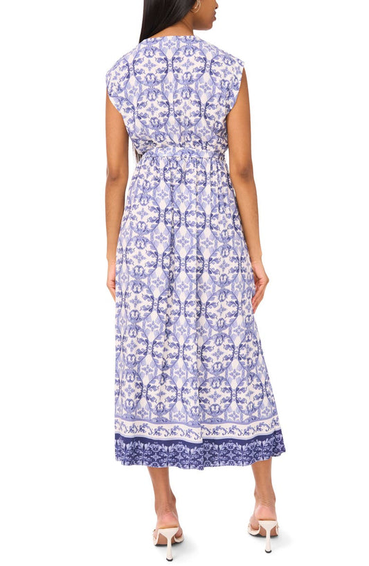 Halogen® Floral Cap Sleeve Tie Waist Maxi Dress