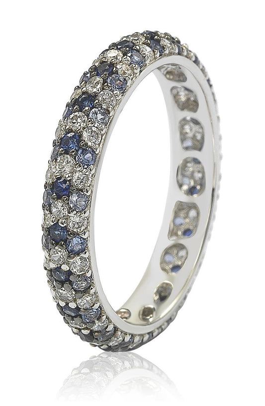 SUZY LEVIAN Sterling Silver Sapphire & Diamond Accent Pave Eternity Band