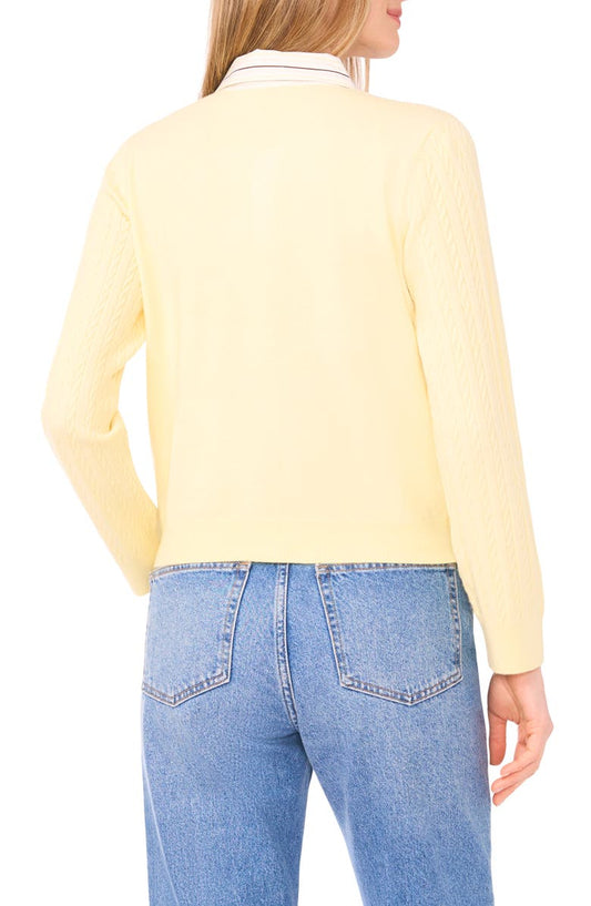 Halogen® Stripe Collar Twofer Cardigan