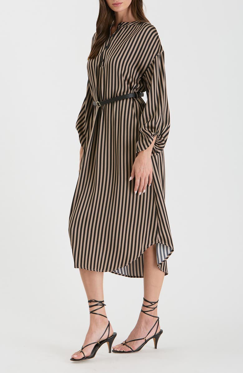 AUGUST SKY Stripe Balloon Sleeve Shirtdress