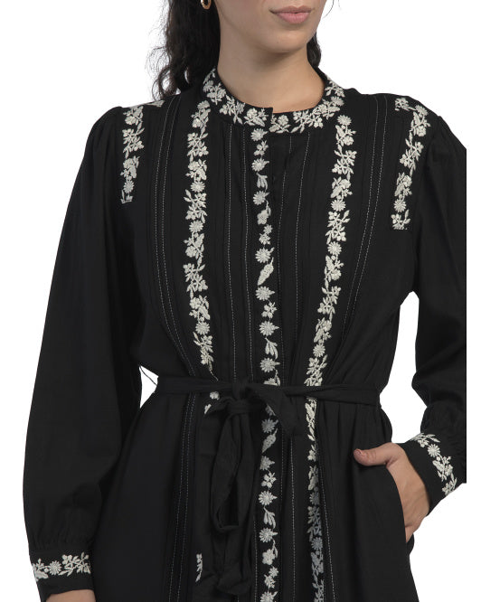 SOLITAIRE Long Sleeve Embroidered Maxi Dress