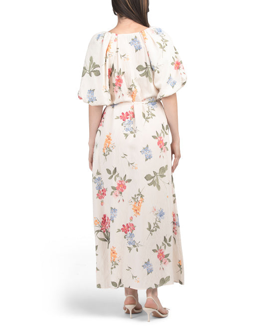 ELLEN TRACY Crinkle Raglan Sleeve V-neck Dress