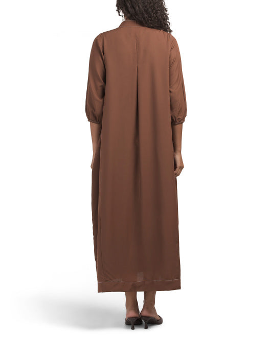 US TOGETHER Contrast Stitching Maxi Dress