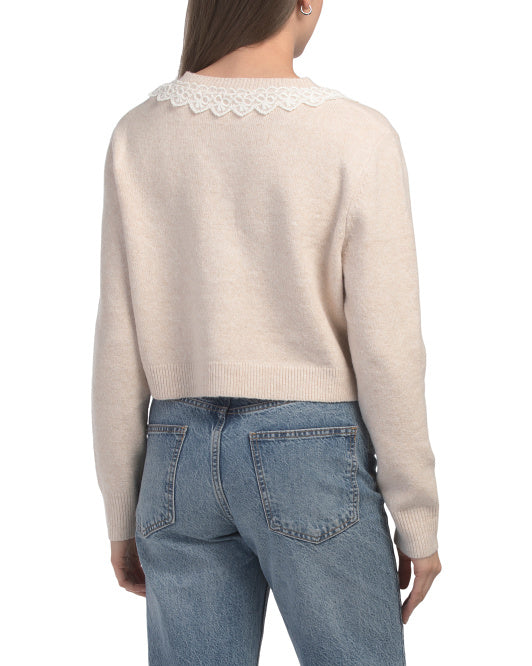 LE LIS Lace Collar Cardigan