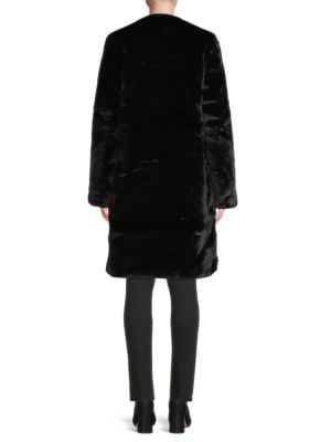 Apparis
Collarless Faux Fur Coat
