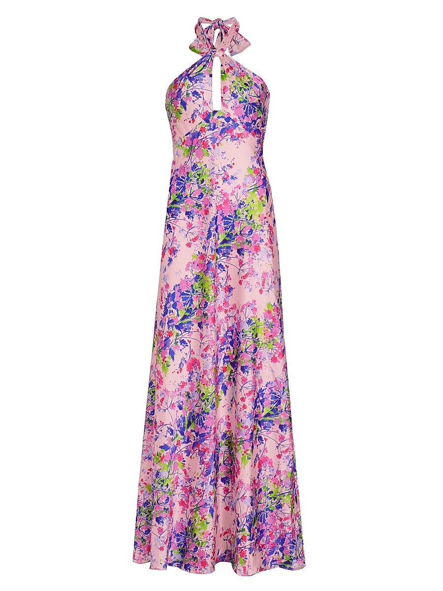 Floral Embroidered Mesh Gown