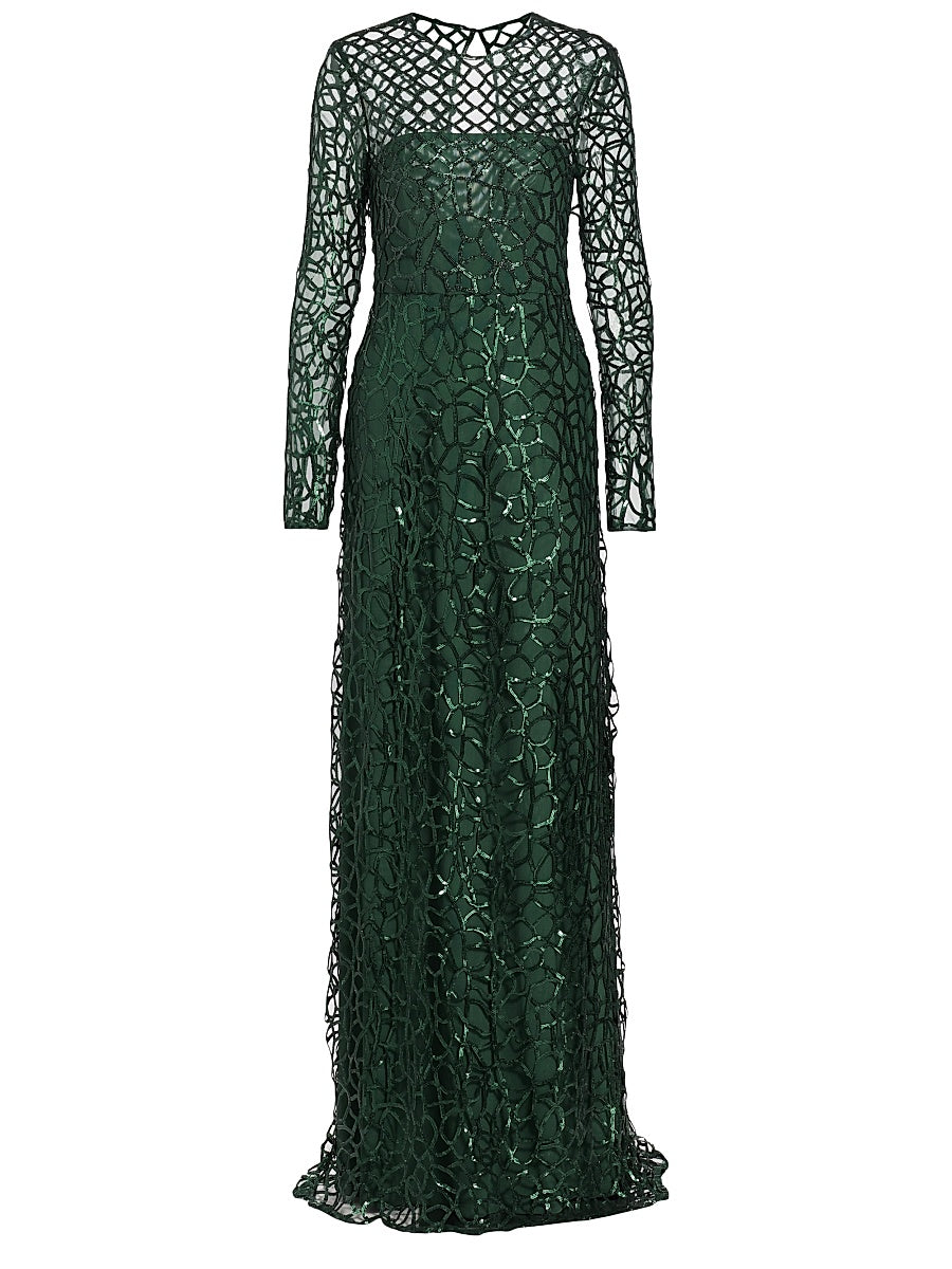 Floral Embroidered Mesh Gown