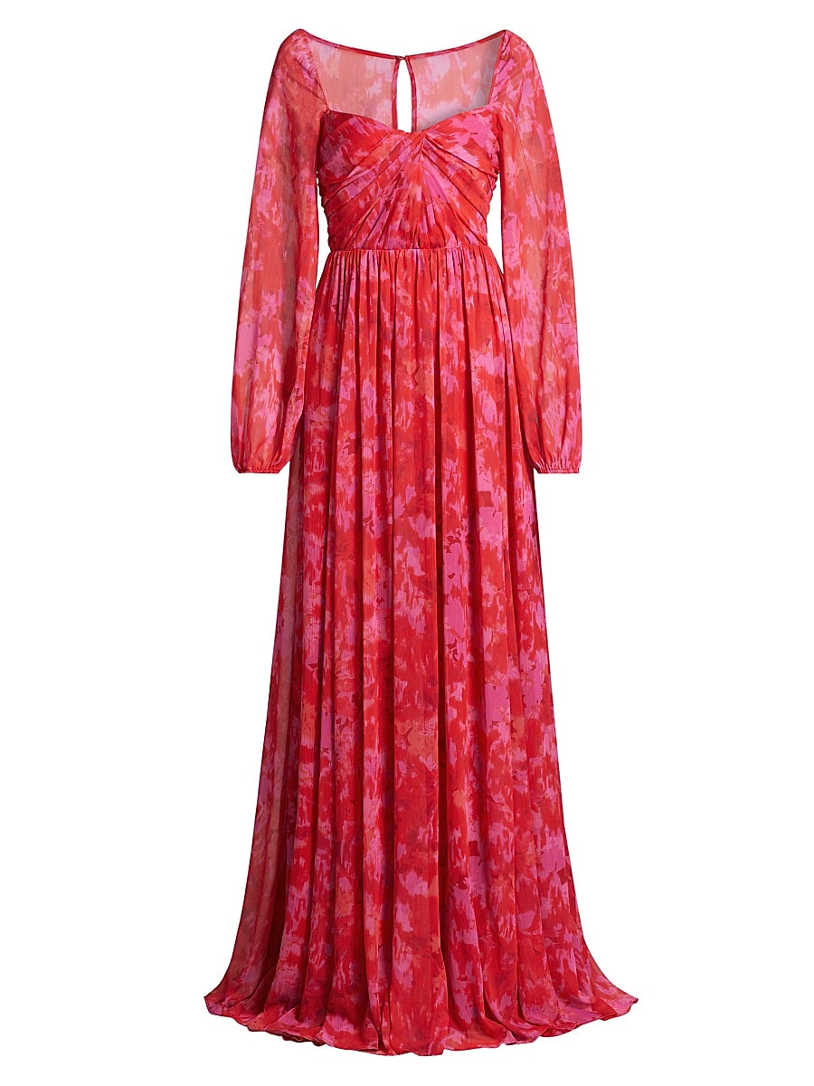 Floral Embroidered Mesh Gown