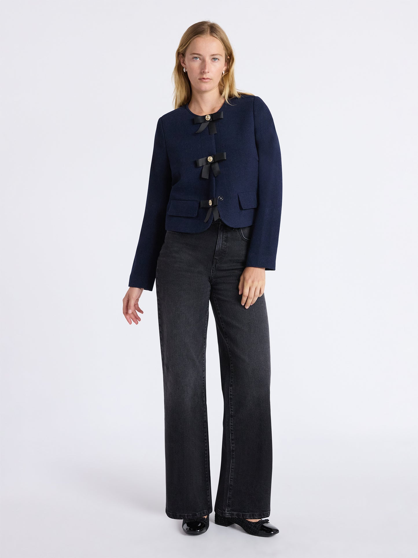 Walmart Free Assembly Women's Bow Front Cropped Jacket, Sizes XS-XXL