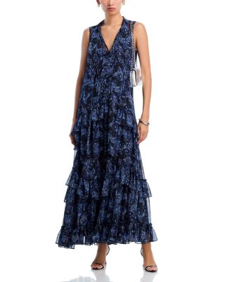 AQUA Metallic Paisley Maxi Boho Dress - Exclusive