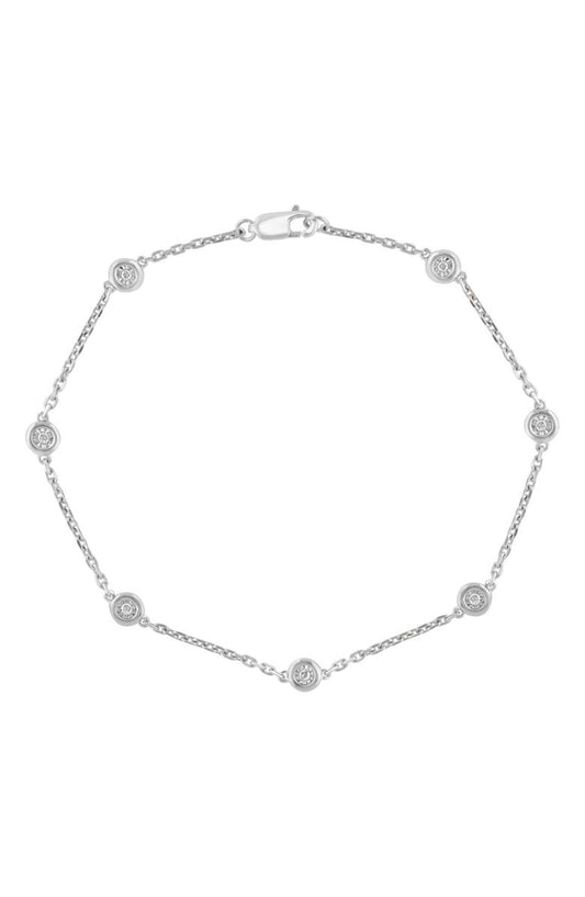 EFFY Sterling Silver Bezel Set Diamond Chain Bracelet - 0.07 ctw.