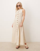 Topshop denim godet seamed midaxi dress in rich blue