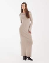 Mango shirt detailing maxi dress in brown stripes