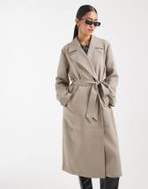Mango shirt detailing maxi dress in brown stripes