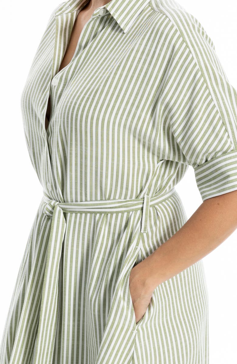 MAX STUDIO Stripe Short Sleeve Maxi Shirtdress