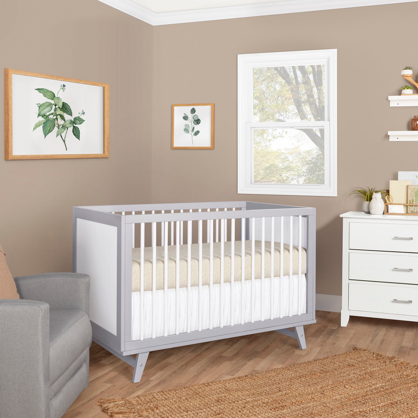 Walmart Dream On Me Carter 5-in-1 Full Size Convertible Crib, Grey and White