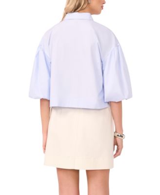 Macy's Vince CamutoWomen's Bubble Short-Sleeve Button-Up Shirt