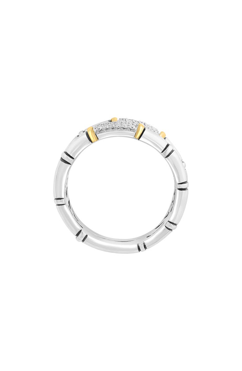 EFFY Sterling Silver & 18K Yellow Gold Pavé Diamond Bamboo Double Band Ring
