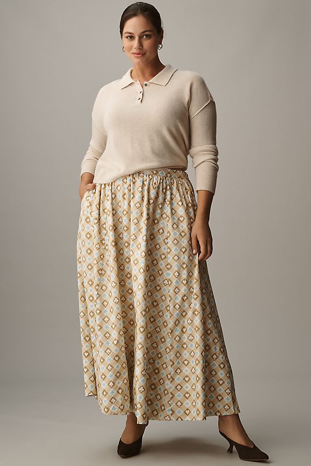 Anthropologie The Jacie Poplin Printed Maxi Skirt by Maeve