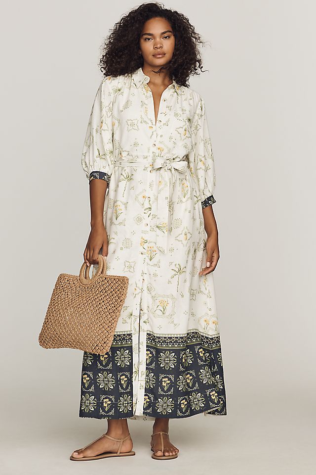 Anthropologie The Mona Linen Shirt Dress by Maeve