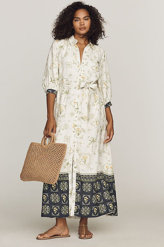 Anthropologie The Mona Linen Shirt Dress by Maeve