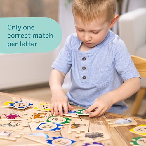 Amazon Melissa & Doug Self-Correcting Alphabet Puzzle (52 pcs) with Toy Storage Box, Wooden ABC Puzzles for Toddlers & Preschoolers, Montessori Learning Toys for Girls & Boys 4+
