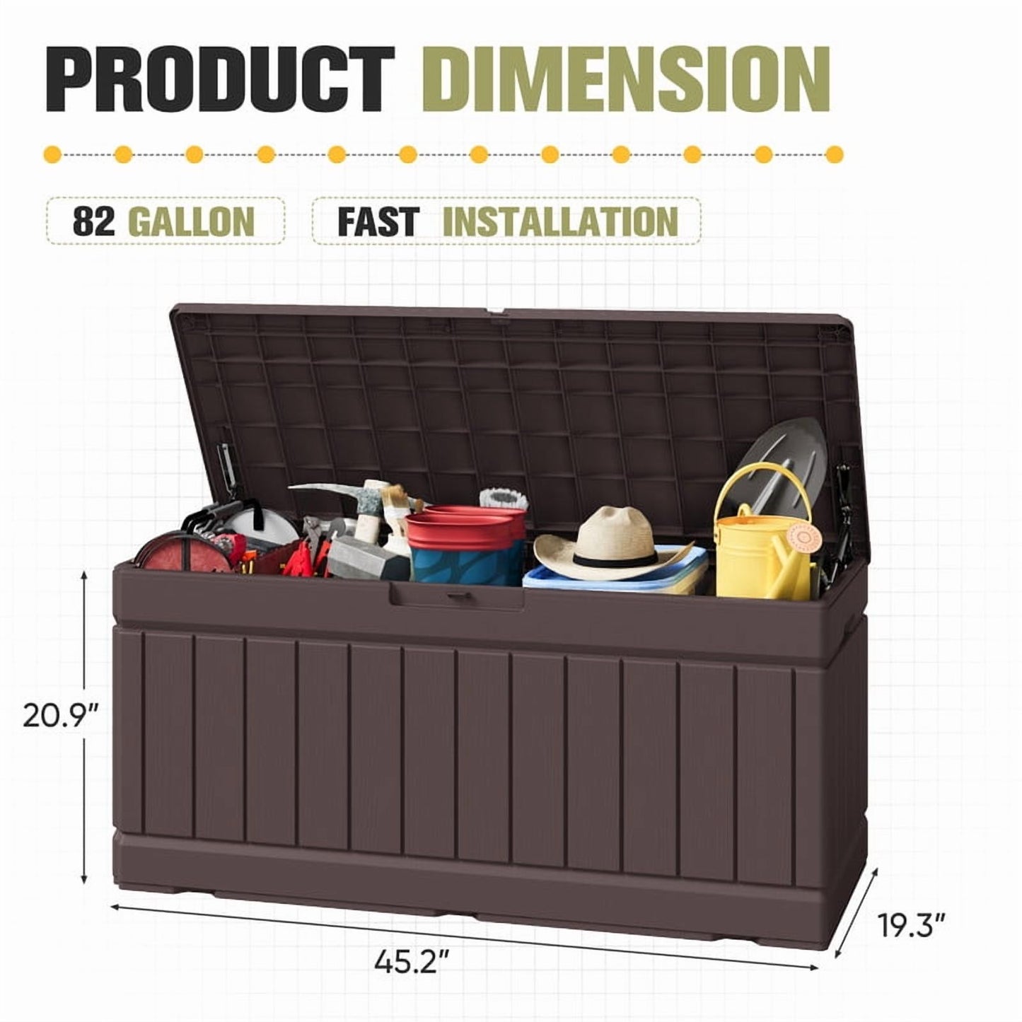 Walmart Homall 82 Gallon Outdoor Storage in Resin Deck Box Lockable Deck Box, Brown