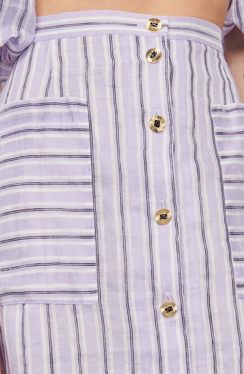 SANDRO Blondy Stripe Linen Blend Skirt