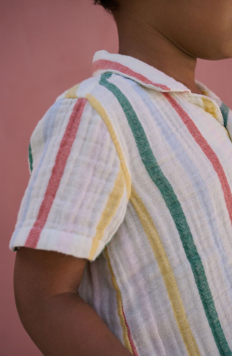 NEXT Kids' Stripe Cotton Seersucker Camp Shirt & Drawstring Shorts Set