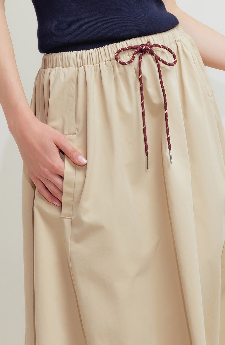 FREEMARKET Solid Drawstring Midi Skirt
