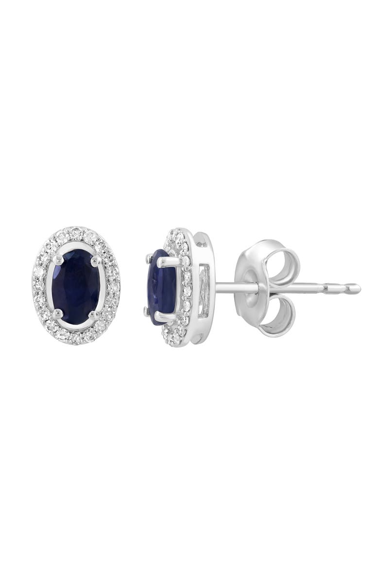 EFFY Sterling Silver Sapphire & Diamond Stud Earrings