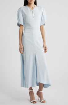 Embroidered Stripe Midi Shirtdress