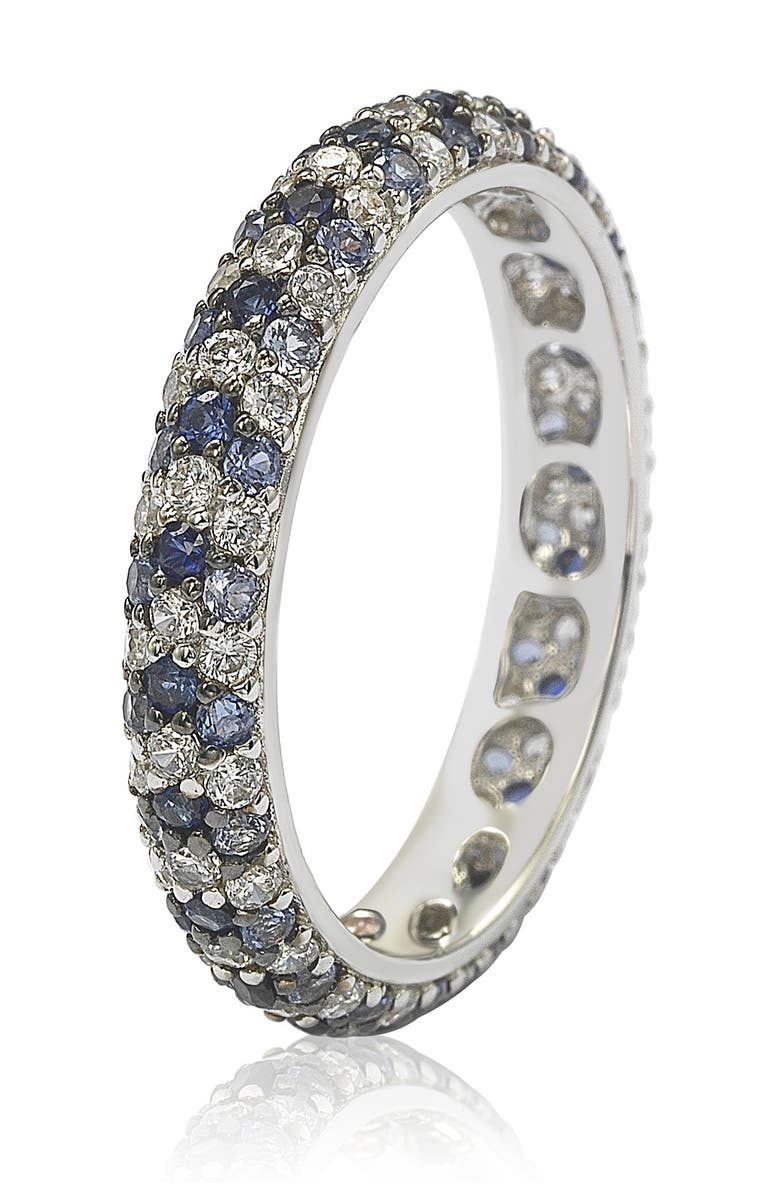 SUZY LEVIAN Sterling Silver Sapphire & Diamond Accent Pave Eternity Band