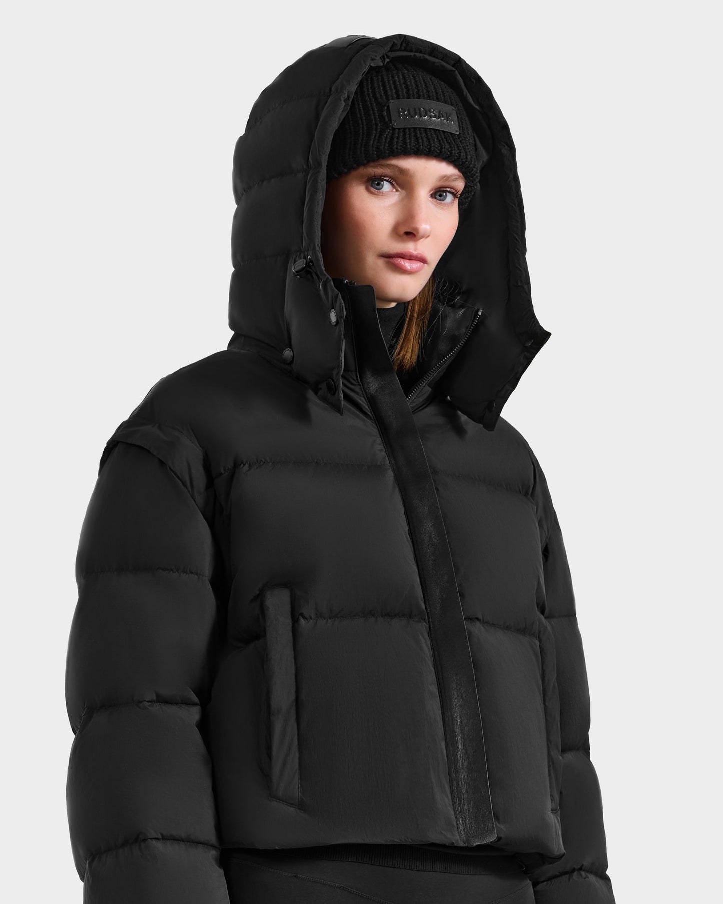 OPRAH WOMEN'S CONVERTIBLE DOWN PUFFER WITH REMOVABLE SLEEVES