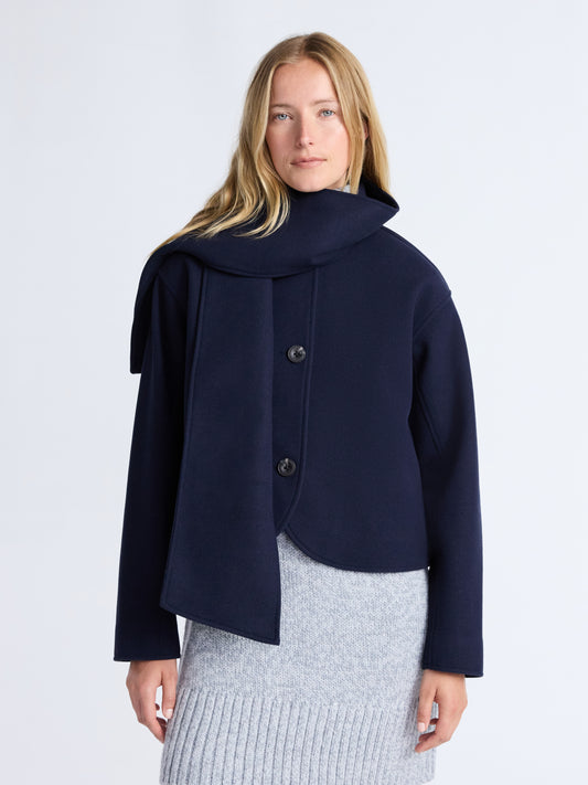Walmart Free Assembly Women's Faux Wool Jacket with Scarf, Sizes XS-XXL