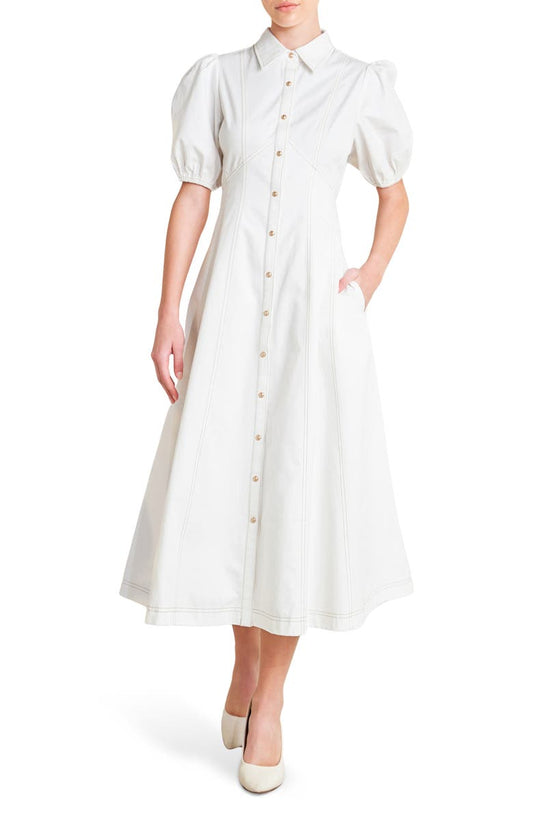FREEMARKET Solid Cotton Midi Dress