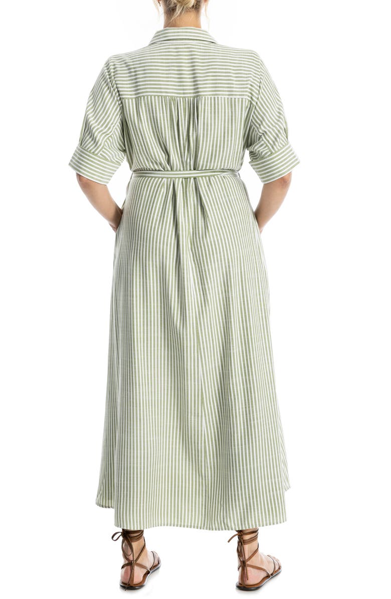 MAX STUDIO Stripe Short Sleeve Maxi Shirtdress