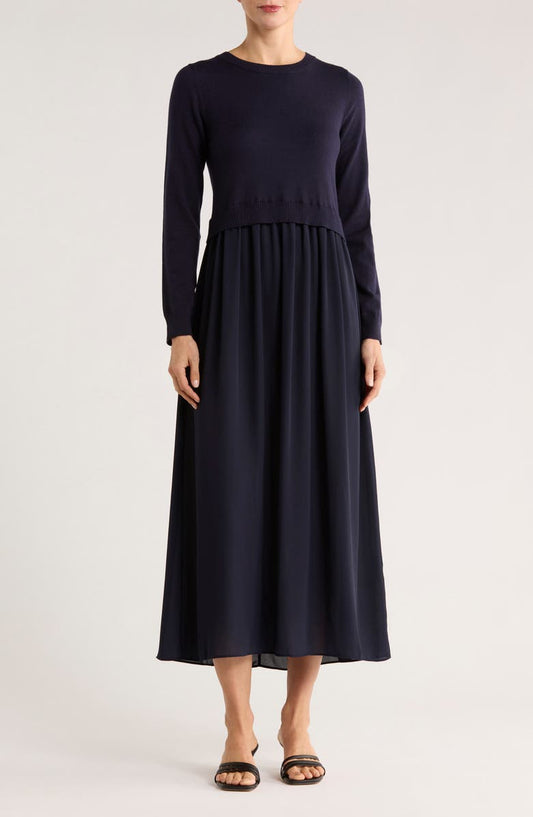 MAX STUDIO Twofer Long Sleeve Sweater Dress
