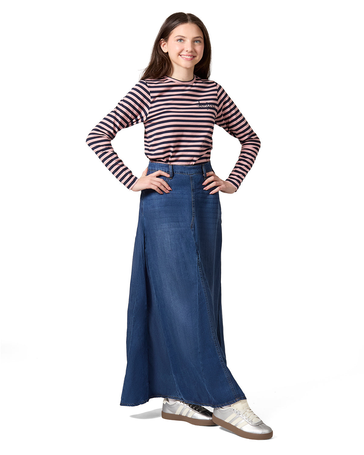 Walmart MeMoi Girls Nautical Striped Cotton-Rich Long Sleeve T-Shirt - Girls - Female