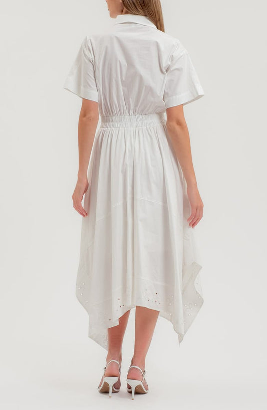 ZOE AND CLAIRE Handkerchief Hem Shirtdress