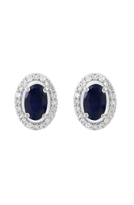 EFFY Sterling Silver Sapphire & Diamond Stud Earrings