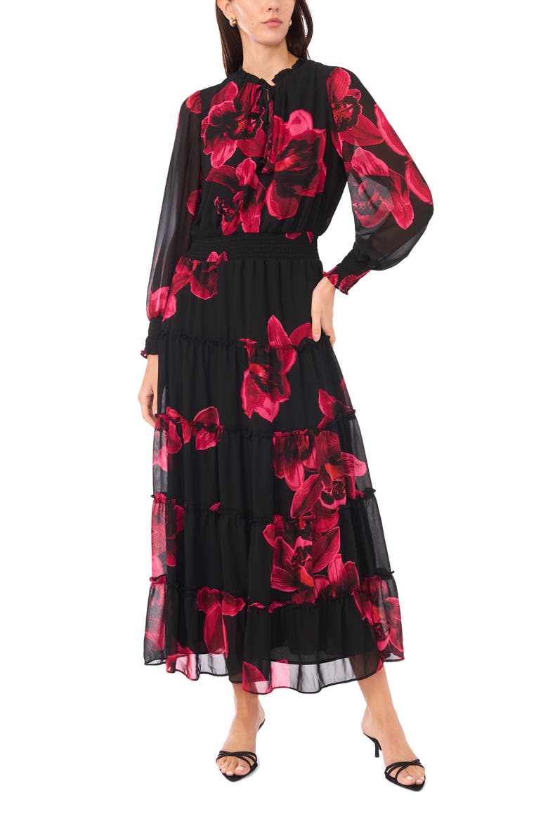 Halogen® Tie Neck Long Sleeve Maxi Dress