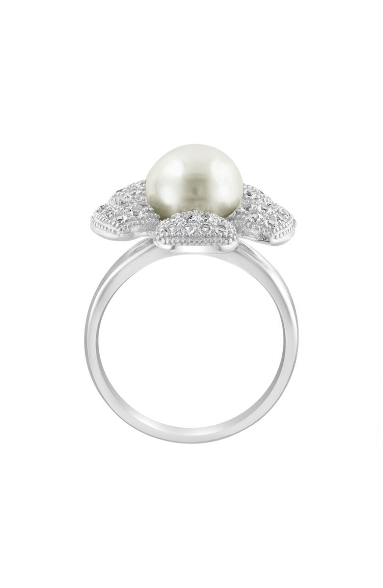 EFFY Cultured Pearl White Topaz Flower Ring