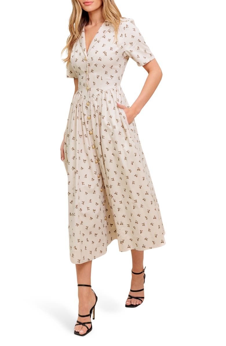 FLYING TOMATO Collared Fit & Flare Midi Dress