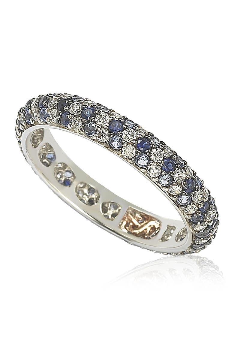 SUZY LEVIAN Sterling Silver Sapphire & Diamond Accent Pave Eternity Band
