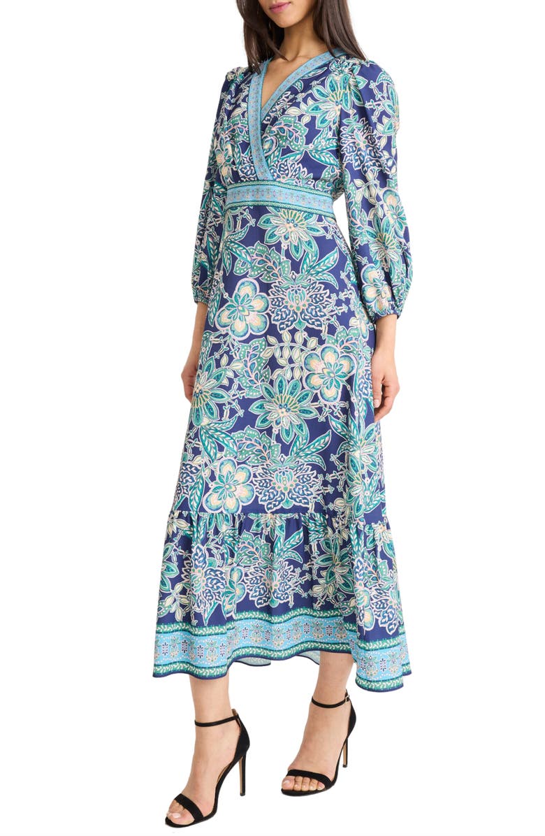 Donna Morgan Print Balloon Sleeve Maxi Dress